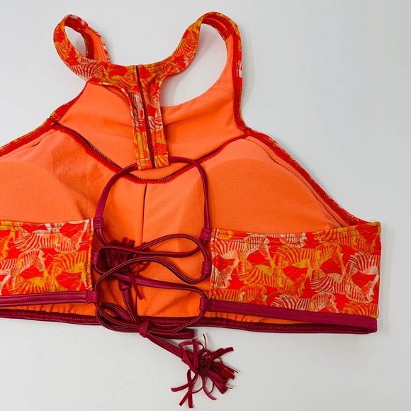 New prAna Womans Carmine Pink Safari Azra Bikini Top Sz Large Zebra Print NWT - Picture 9 of 9